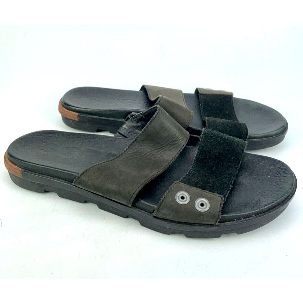 Sorel Womens Torpeda NL2498 Black Brown Two Strap Leather Sandals US 8.5 EU 39.5